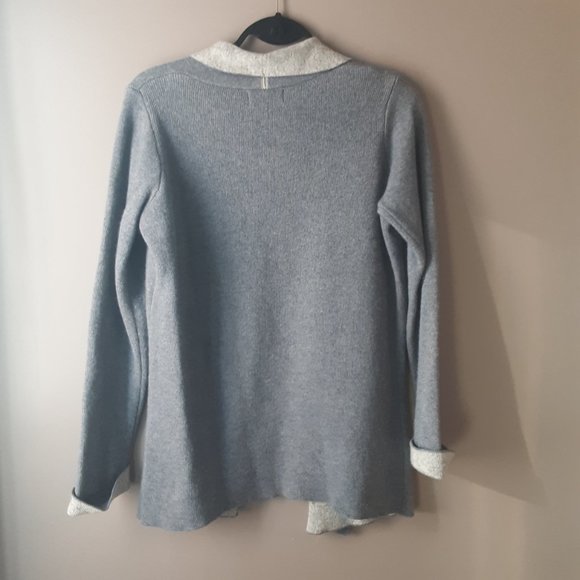 Hekla and Co. Italy Wool Cashmere Long Open Cardigan Blue Grey Size Med. - Picture 6 of 14